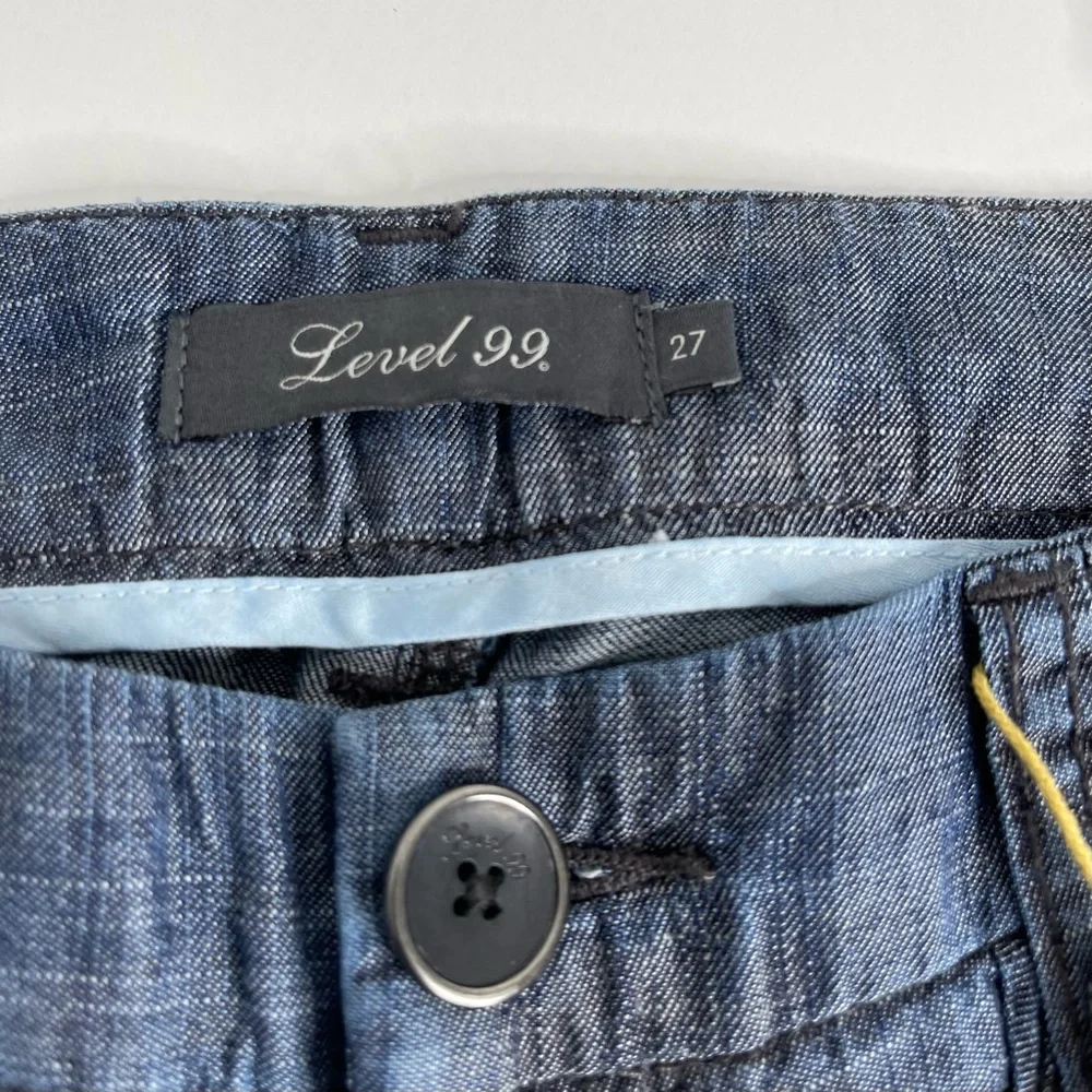 Level 99 Blue Denim Picket Tencel and Linen Trousers Size 27 NWT - Picture 4 of 13